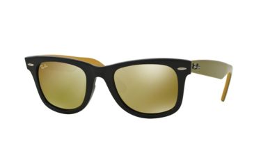 Image of Ray-Ban Original Wayfarer Sunglasses RB2140 117393-50 - Black Frame, Light Brown Mirror Gold Lenses