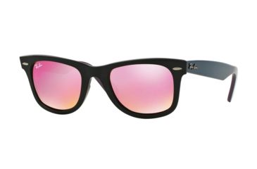 Image of Ray-Ban Original Wayfarer Sunglasses RB2140 11744T-54 - Black Frame, Green Mirror Fuxia Lenses