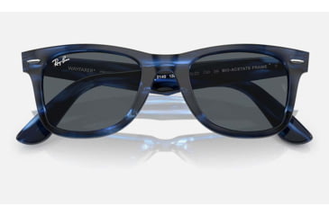 Image of Ray-Ban Original Wayfarer Sunglasses, Striped Blue Frame, Blue Lens, Bio-Acetate, 50, RB2140-1361R5-50