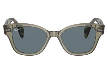 Image of Ray-Ban RB0880S Sunglasses, Transparent Green Frame, Dark Blue Polarized Lens, 49, RB0880S-66353R-49
