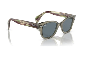 Image of Ray-Ban RB0880S Sunglasses, Transparent Green Frame, Dark Blue Polarized Lens, 49, RB0880S-66353R-49