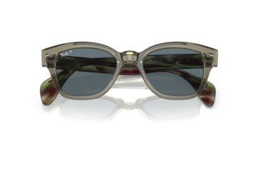 Image of Ray-Ban RB0880S Sunglasses, Transparent Green Frame, Dark Blue Polarized Lens, 49, RB0880S-66353R-49
