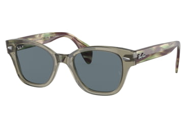 Image of Ray-Ban RB0880S Sunglasses, Transparent Green Frame, Dark Blue Polarized Lens, 49, RB0880S-66353R-49