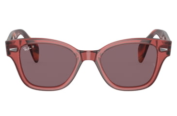 Image of Ray-Ban RB0880S Sunglasses, Transparent Pink Frame, Dark Violet Polarized Lens, 49, RB0880S-6639AF-49