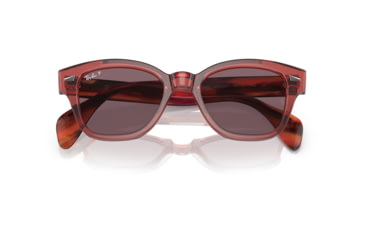 Image of Ray-Ban RB0880S Sunglasses, Transparent Pink Frame, Dark Violet Polarized Lens, 49, RB0880S-6639AF-49