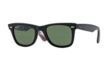 Image of Ray-Ban RB2140F Sunglasses 1136-52 - Top Black On Texture Surf Frame, Green Lenses