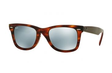 Image of Ray-Ban RB2140F Sunglasses 117830-54 - Striped Havana Frame, Light Green Mirror Silver Lenses