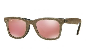 Image of Ray-Ban RB2140F Sunglasses 1193Z2-52 - Jeans Green Brown/jeans Blue Frame, Light Brown Mirror Pink Lenses