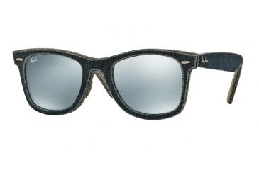 Image of Ray-Ban RB2140F Sunglasses 119430-52 - Jeans Blue/jeans Green Brown Frame, Light Green Mirror Silver Lenses