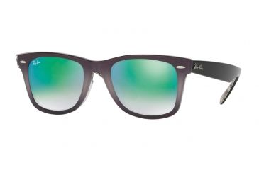 Image of Ray-Ban RB2140F Sunglasses 11994J-52 - Top Light Grey Grad On Grey Frame, Mirror Gradient Green Lenses