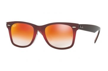 Image of Ray-Ban RB2140F Sunglasses 12004W-52 - Top Grad Pink On Brown Frame, Mirror Gradient Red Lenses