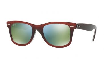 Image of Ray-Ban RB2140F Sunglasses 12022X-52 - Top Grad Red On Light Red Frame, Mirror Green Lenses