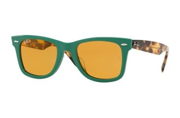 Image of Ray-Ban RB2140F Sunglasses 1240N9-52 - Green Frame, Yellow Polar Lenses