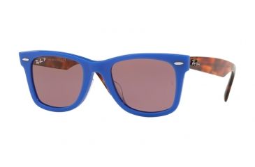Image of Ray-Ban RB2140F Sunglasses 1241W0-54 - Blue Frame, Violet Polar Lenses