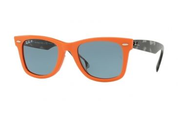 Image of Ray-Ban RB2140F Sunglasses 124252-52 - Orange Frame, Blue Polar Lenses