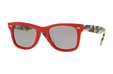 Image of Ray-Ban RB2140F Sunglasses 1243P2-52 - Red Frame, Grey Polar Lenses