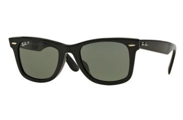 Image of Ray-Ban RB2140F Sunglasses 901/58-52 - Black Frame, Crystal Green Polarized Lenses