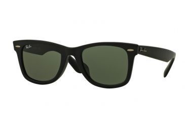 Image of Ray-Ban RB2140F Sunglasses 901S-54 - Matte Black Frame, Crystal Green Lenses