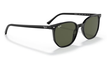 Image of Ray-Ban RB2197F Elliot Sunglasses, Shiny Black Frame, Green Lens, Asian Fit, 54, RB2197F-901-31-54