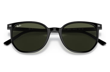 Image of Ray-Ban RB2197F Elliot Sunglasses, Shiny Black Frame, Green Lens, Asian Fit, 54, RB2197F-901-31-54