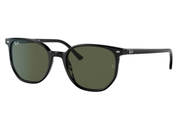 Image of Ray-Ban RB2197F Elliot Sunglasses, Shiny Black Frame, Green Lens, Asian Fit, 54, RB2197F-901-31-54