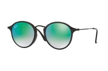 Image of Ray-Ban RB2447F Sunglasses 901/4J-52 - Shiny Black Frame, Mirror Gradient Green Lenses