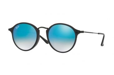 Image of Ray-Ban RB2447F Sunglasses 901/4O-49 - Shiny Black Frame, Mirror Gradient Blue Lenses