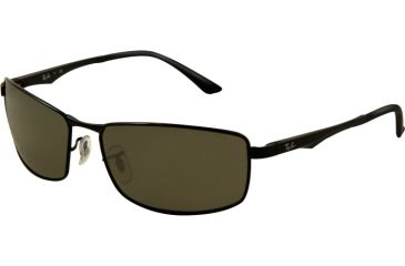 Image of Ray-Ban RB3498 Sunglasses 002/71-6117 - Black Frame, Green Lenses