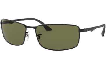 Image of Ray-Ban RB3498 Sunglasses 002/9A-6117 - Black Frame, Green Lenses