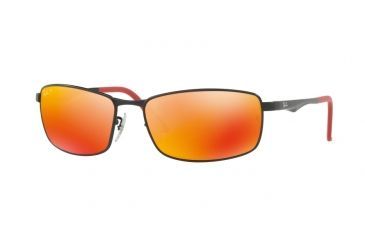 Image of Ray-Ban RB3498 Sunglasses 006/6S-61 - Matte Black Frame, Dark Brown Mirror Orange Polar Lenses