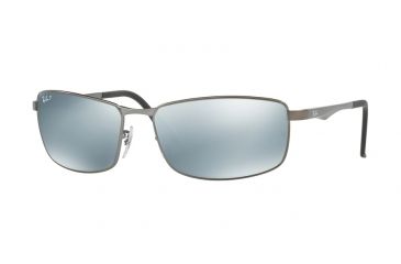 Image of Ray-Ban RB3498 Sunglasses 029/Y4-61 - Matte Gunmetal Frame, Dark Brown Mirror Orange Polar Lenses