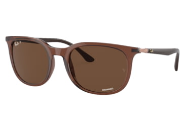 Image of Ray-Ban RB4386F Sunglasses, Transparent Brown Frame, Polarized Brown Lens, Asian Fit, 55, RB4386F-6652AN-55
