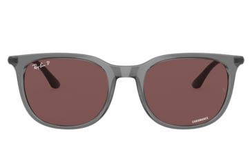 Image of Ray-Ban RB4386F Sunglasses, Transparent Grey Frame, Polarized Dark Violet Lens, Asian Fit, 55, RB4386F-6650AF-55