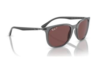 Image of Ray-Ban RB4386F Sunglasses, Transparent Grey Frame, Polarized Dark Violet Lens, Asian Fit, 55, RB4386F-6650AF-55
