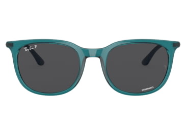 Image of Ray-Ban RB4386F Sunglasses, Transparent Turquoise Frame, Polarized Dark Grey Lens, Asian Fit, 55, RB4386F-6651K8-55