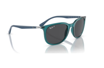 Image of Ray-Ban RB4386F Sunglasses, Transparent Turquoise Frame, Polarized Dark Grey Lens, Asian Fit, 55, RB4386F-6651K8-55