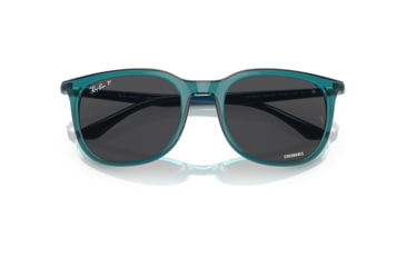 Image of Ray-Ban RB4386F Sunglasses, Transparent Turquoise Frame, Polarized Dark Grey Lens, Asian Fit, 55, RB4386F-6651K8-55