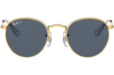 Image of Ray-Ban RJ9547S Round Sunglasses - Kids, Polarized, Legend Gold, Polar Dark Blue, 44, RJ9547S-286-2V-44