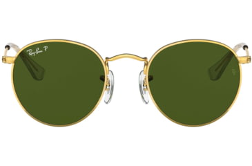 Image of Ray-Ban RJ9547S Round Sunglasses - Kids, Polarized, Legend Gold, Polar Green, 44, RJ9547S-286-2P-44