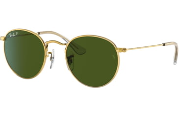 Image of Ray-Ban RJ9547S Round Sunglasses - Kid's, Polarized, Legend Gold, Polar Green, 44, RJ9547S-286-2P-44