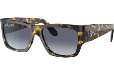 Image of Ray-Ban Wayfarer Nomad RB2187 Sunglasses, Light Blue Gradient Grey Lenses, Yellow Havana, 54, RB2187-133286-54
