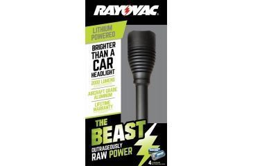 Image of Rayovac RWP123AB Beast Flashlight 2000 Lumens 123A 4 Black