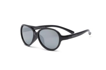 Image of Real Kids Shades Black Aviator Flex Fit Frame with Silver Mirror Lens 4+, Unisex 4SKYBLK