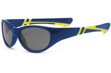 Image of Real Kids Shades Boy's Unbreakable Sunglasses, Navy/Yellow Frame with Polarized Smoke Lens, Kid 4DISNVYLP2