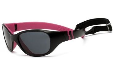 Image of Real Kids Shades Girl's Unbreakable Adventure Sunglasses, Black/Cherry Pink Frame with Polarized Smoke Lens, Kid 4ADVBKCPP2