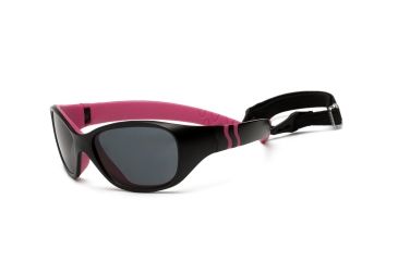 Image of Real Kids Shades Girl's Unbreakable Adventure Sunglasses, Black/Cherry Pink Frame with Smoke Lens, Youth 7ADVBKCP