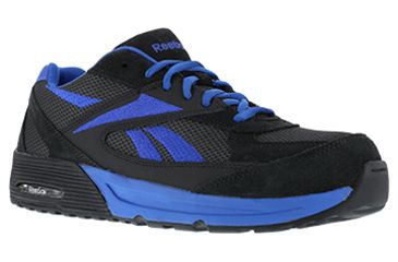Image of Reebok Mens Beviad Suede Leather Retro Jogger Oxford, Black/Blue, 6.5 RB4721-BLACK/BLUE-6.5-MENS-W