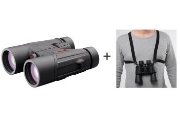 Image of Redfield 10x42mm Rebel Roof Prism Binoculars w/ Bulldog Cases Black Adjustable/Stretching Binocular Harness