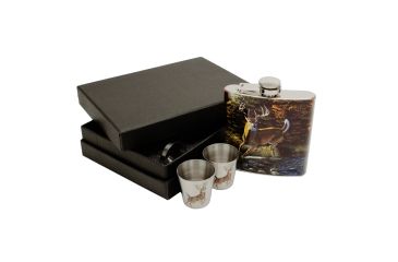 Image of River's Edge Flask w/ Two Shot Glasses Gift Set, Deer, 6 oz. Flask 184024