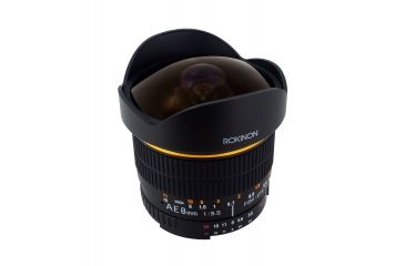 Image of Rokinon 8mm F3.5 Fisheye Camera Lens for Nikon AE with Automatic Chip, Black AE8M-N